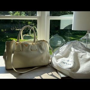PRADA CREAM GOLD HANDBAG CROSSBODY SHOULDERBAG